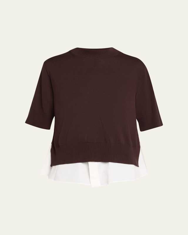Peek-A-Boo Shirttail Short-Sleeve Sweater